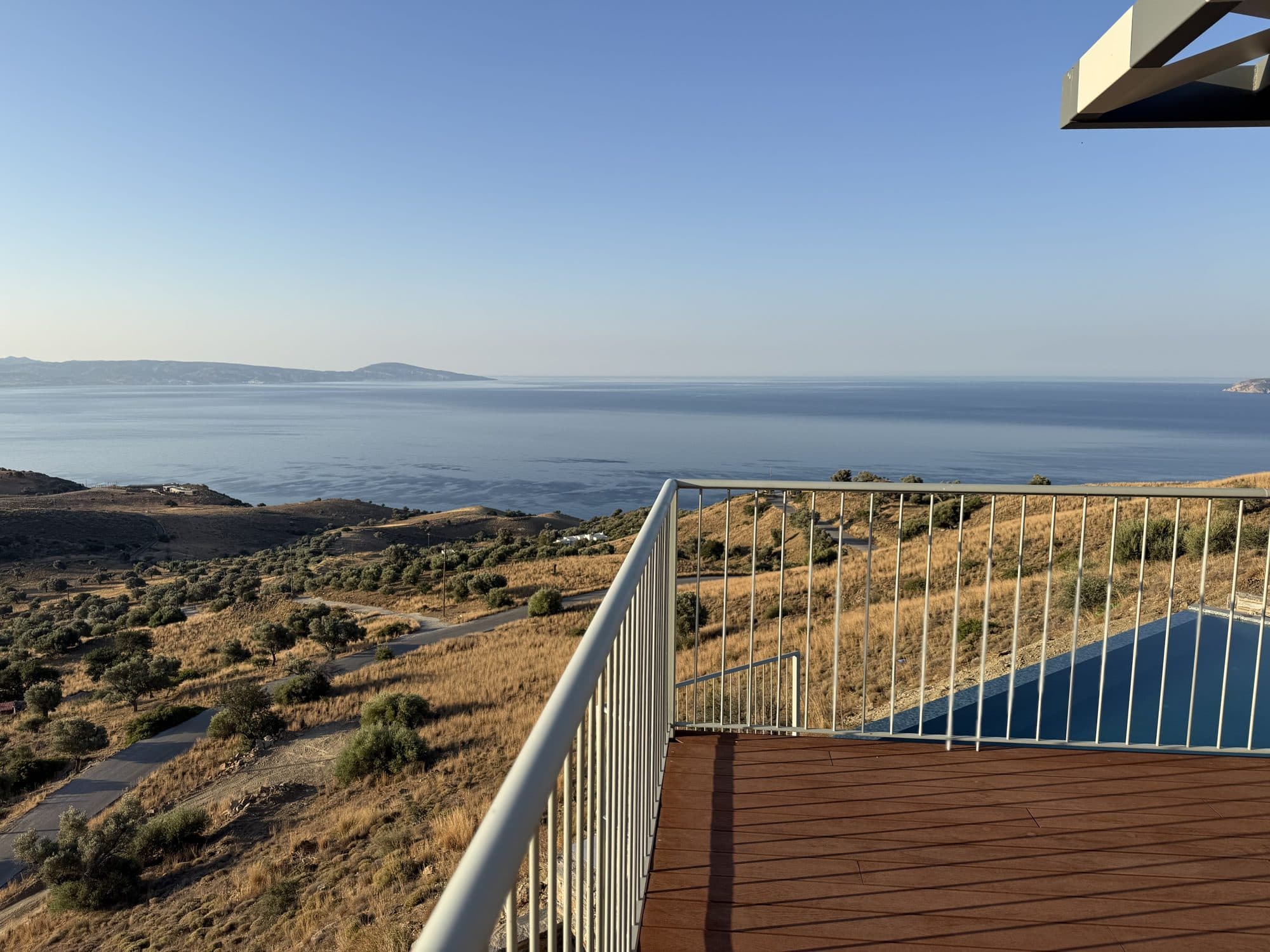 The terrace edge and pool corner above the Libyan Sea